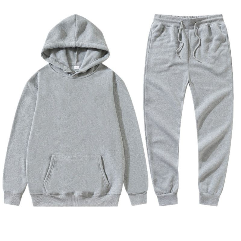 Retro Lettered Polyester Hoodie And Pants Set Loose-Fitting And Versatile