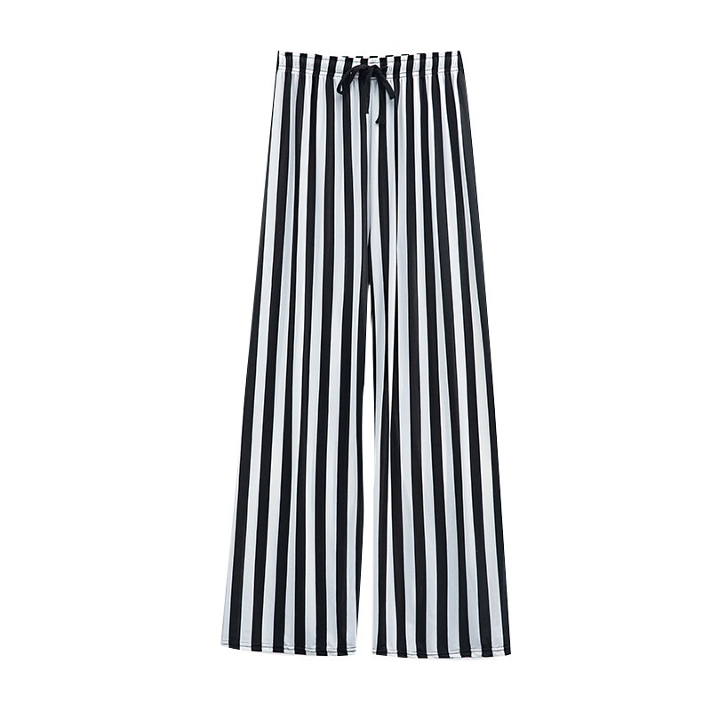 Women’s Fashionable Loose Vertical Stripes Slimming Casual Wide-leg Pants
