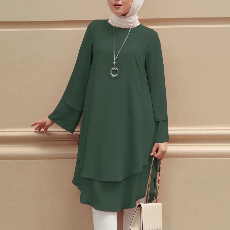 Womens Holiday Party Solid-Color Shirt Long Dress Top - Image 5
