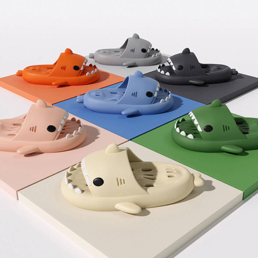 Shark Slippers With Drain Holes Shower Shoes For Women Quick Drying Eva Pool Shark Slides Beach Sandals With Drain Holes - Image 10