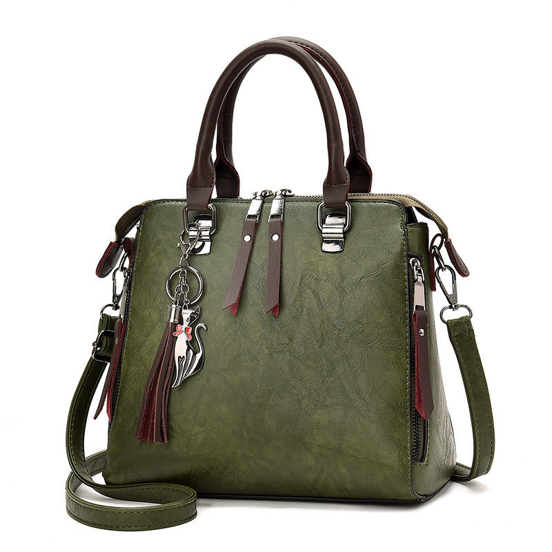Vintage Handbag Women PU Leather Tassel Top-handle Bag Fashion Lady Tote Luxury Large Capacity Shoulder Bag - Image 5
