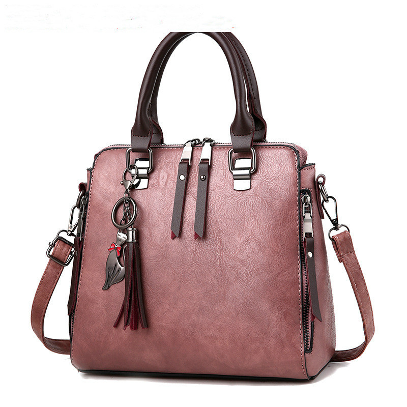 Vintage Handbag Women PU Leather Tassel Top-handle Bag Fashion Lady Tote Luxury Large Capacity Shoulder Bag - Image 4