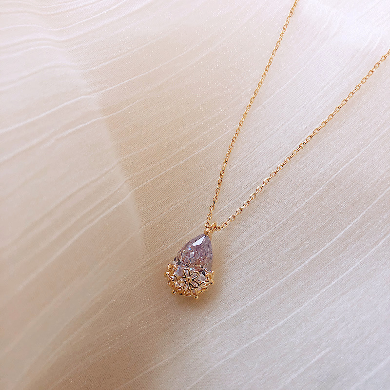 Crystal Water Drop Pendant Necklace Women’s Fine Jewelry Adjustable Short Accessories Jewelry Gift
