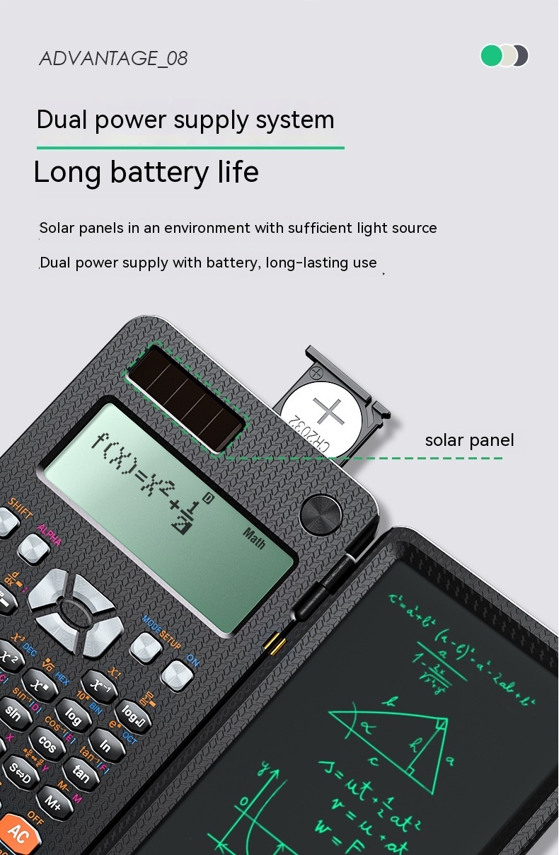 2 In 1 Foldable Scientific Calculators Handwriting Tablet Learning Function Calculator Foldable Desk Scientific Calculators - Image 8
