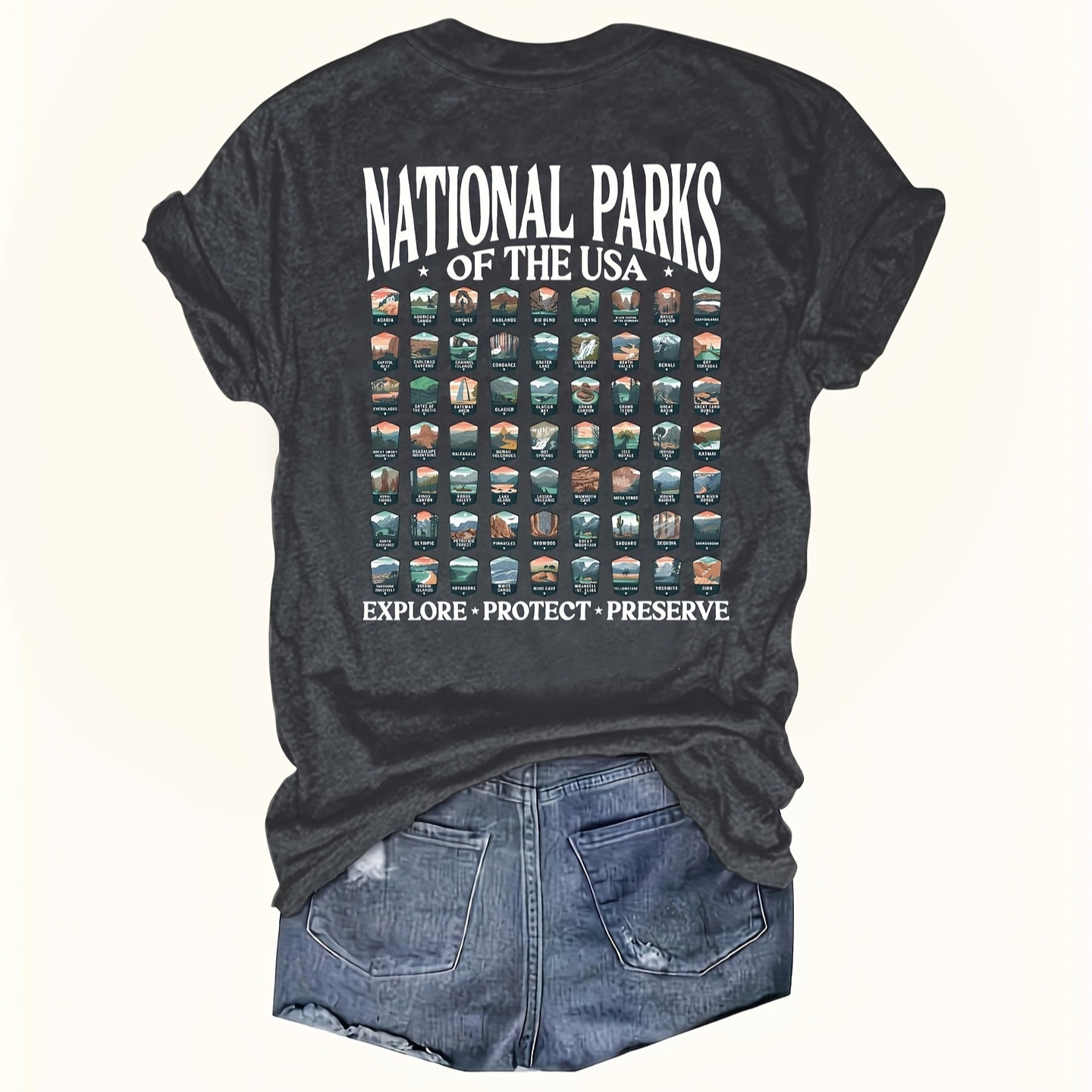 Summer Explore Graphic T-Shirt – National Parks USA Polyeste