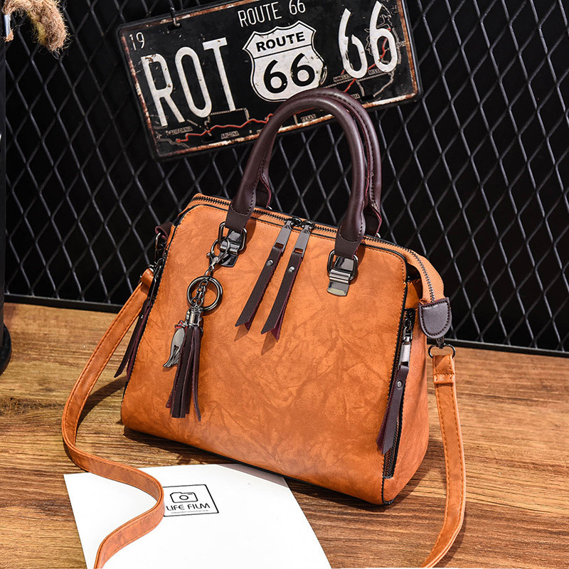 Vintage Handbag Women PU Leather Tassel Top-handle Bag Fashion Lady Tote Luxury Large Capacity Shoulder Bag - Image 9