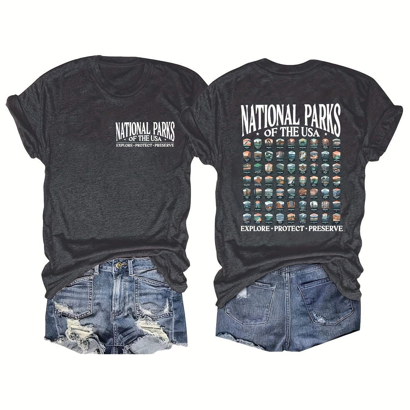 Summer Explore Graphic T-Shirt – National Parks USA Polyeste