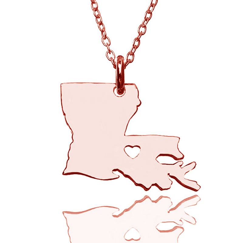 USA Louisiana State Map Stainless Steel Necklace - Image 3