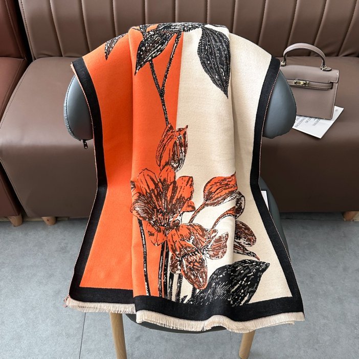 Retro Cashmere-feel Shawl - High-end Soft Warm Wrap for Women Autumn Winter Scarf - Image 10
