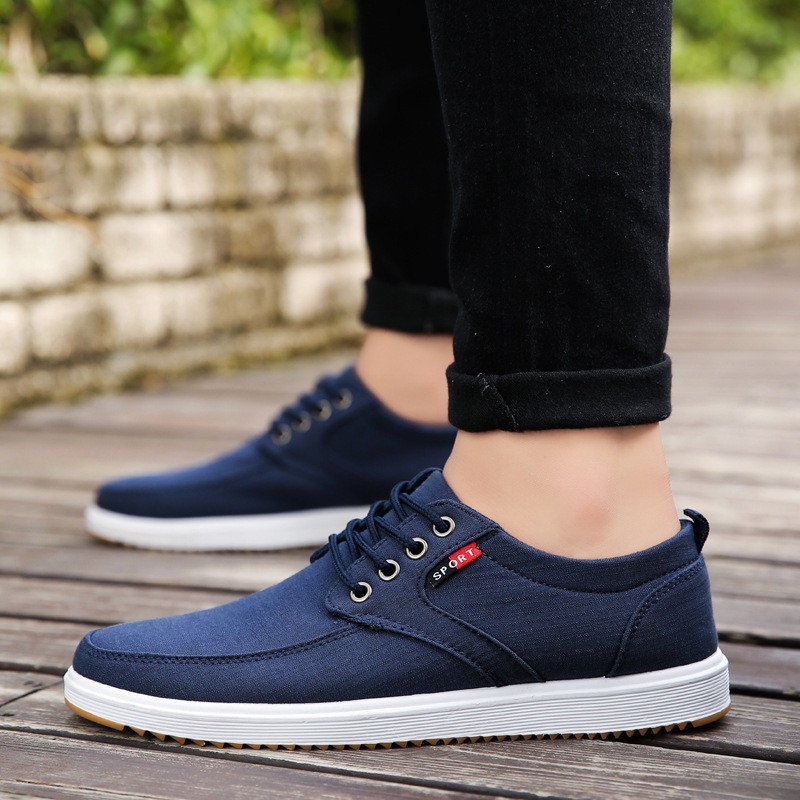 Men’s Lace-up Canvas Shoes Casual Men Breathable Walking Flats Shoes