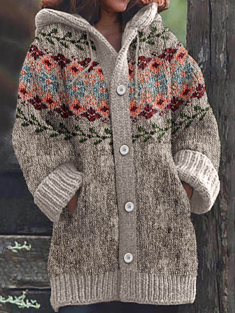 Womens Casual Cat Cape Jacket With Abstract 3D Christmas Print
