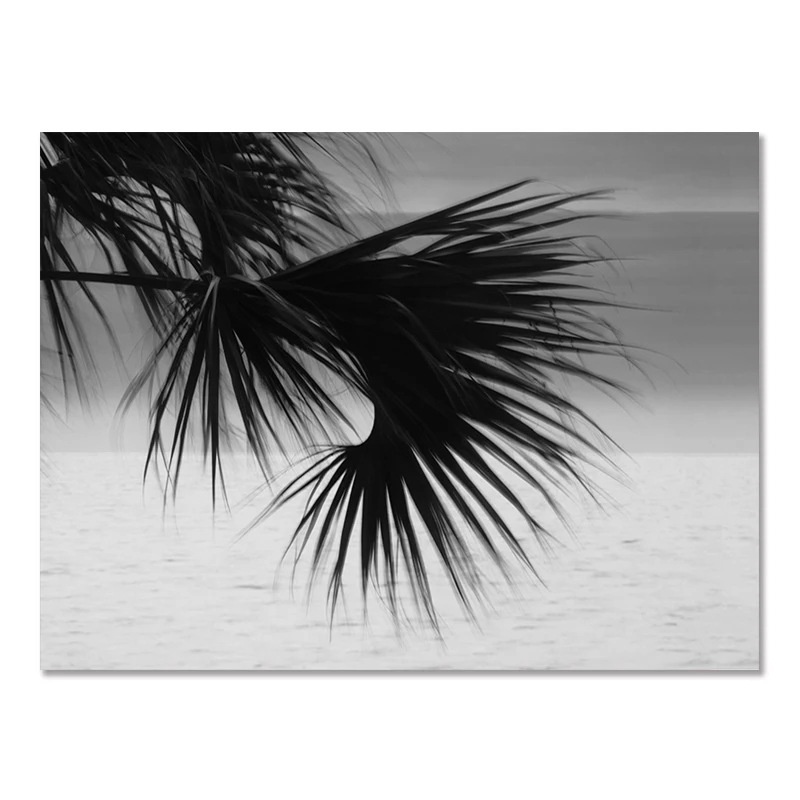 Nordic Modern Black And White Seaside Landscape Holiday Surfing Background Wall Poster Frameless Painting - Image 8