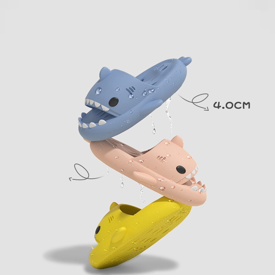 Shark Slippers With Drain Holes Shower Shoes For Women Quick Drying Eva Pool Shark Slides Beach Sandals With Drain Holes - Image 9