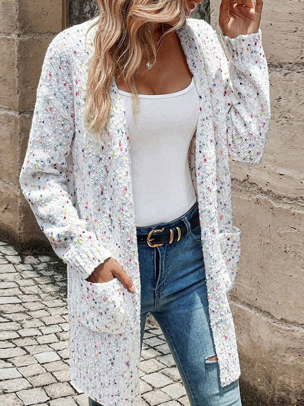 Loose-fitting Long-sleeve Knitted Sweater With Pockets