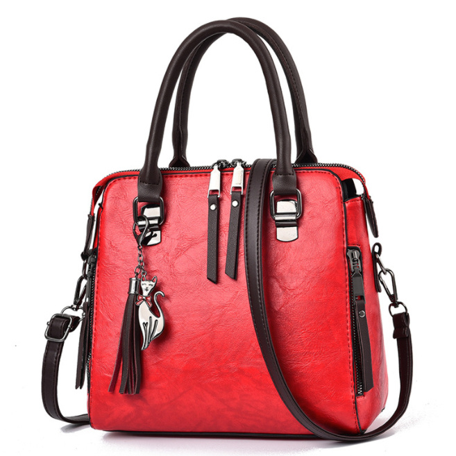 Vintage Handbag Women PU Leather Tassel Top-handle Bag Fashion Lady Tote Luxury Large Capacity Shoulder Bag - Image 6