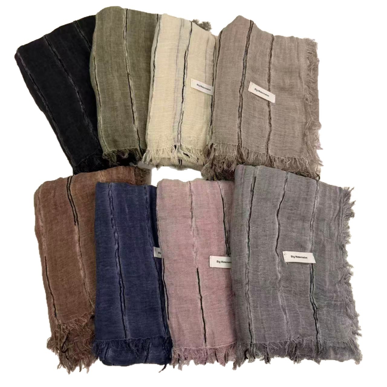 Cotton-linen Striped Shawl - Image 10