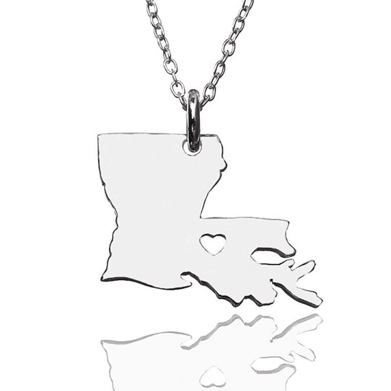 USA Louisiana State Map Stainless Steel Necklace - Image 4