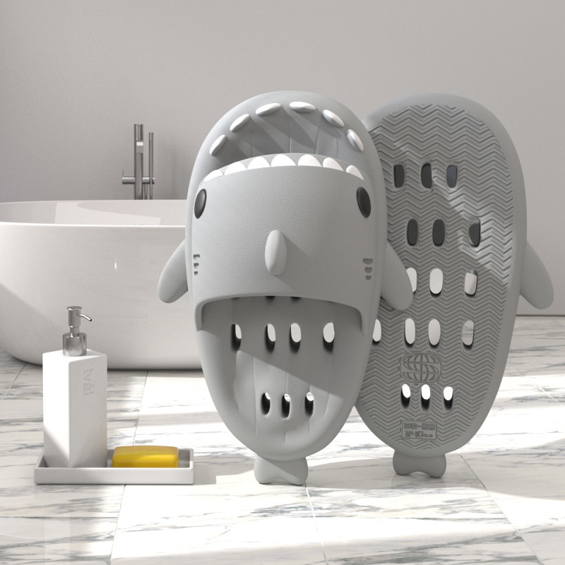 Shark Slippers With Drain Holes Shower Shoes For Women Quick Drying Eva Pool Shark Slides Beach Sandals With Drain Holes - Image 6