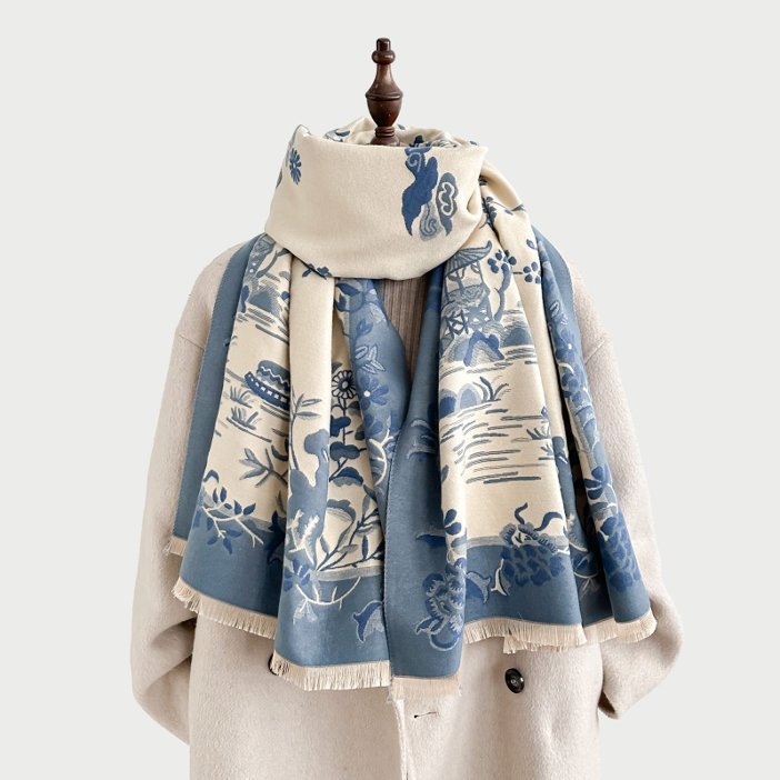 Retro Cashmere-feel Shawl - High-end Soft Warm Wrap for Women Autumn Winter Scarf - Image 8