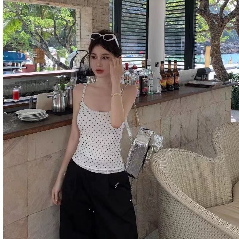 Designer-style Polka-dot Lace Camisole - Image 3