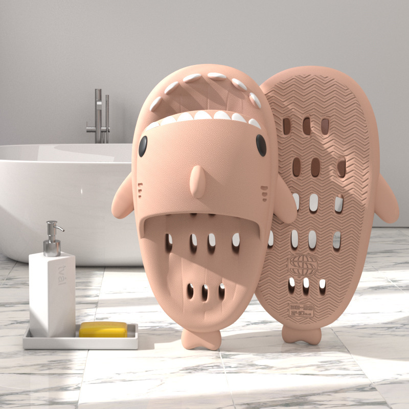 Shark Slippers With Drain Holes Shower Shoes For Women Quick Drying Eva Pool Shark Slides Beach Sandals With Drain Holes - Image 3