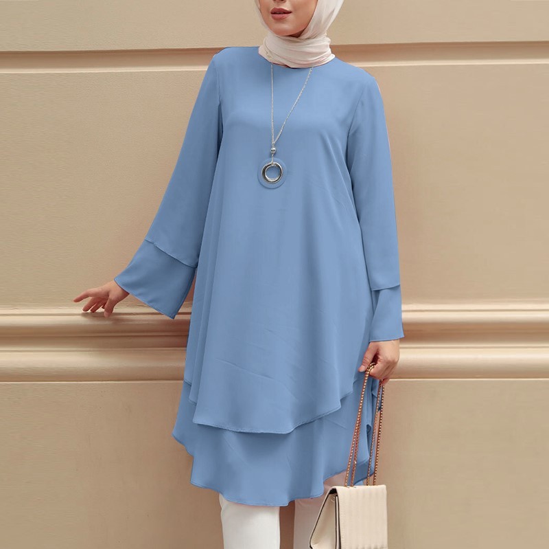 Womens Holiday Party Solid-Color Shirt Long Dress Top - Image 4