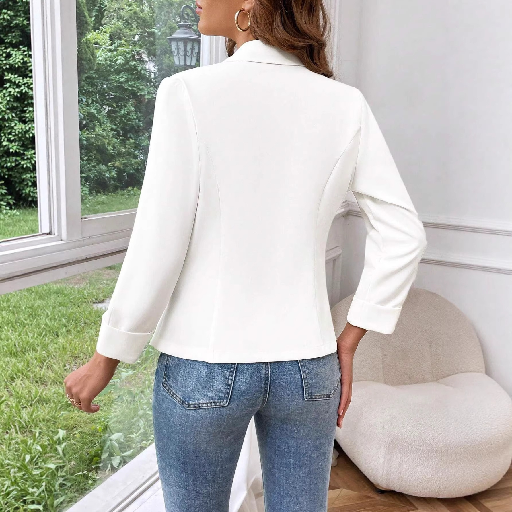 Elegant One-button Womens Blazer Casual Jacket