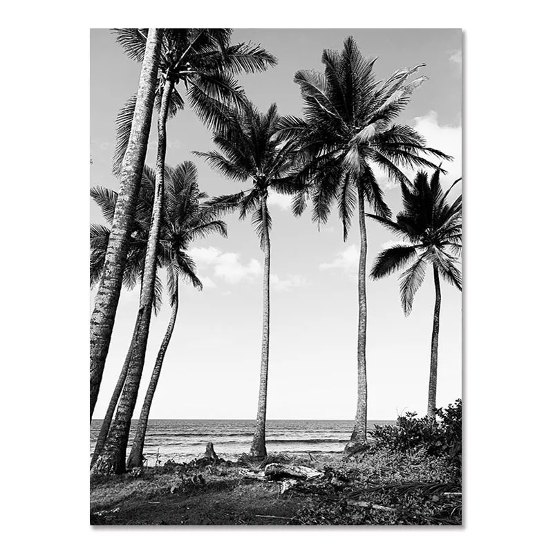 Nordic Modern Black And White Seaside Landscape Holiday Surfing Background Wall Poster Frameless Painting - Image 6