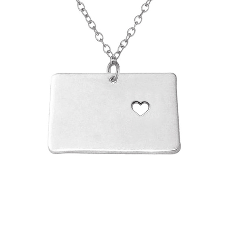 USA Wyoming State Map Stainless Steel Necklace