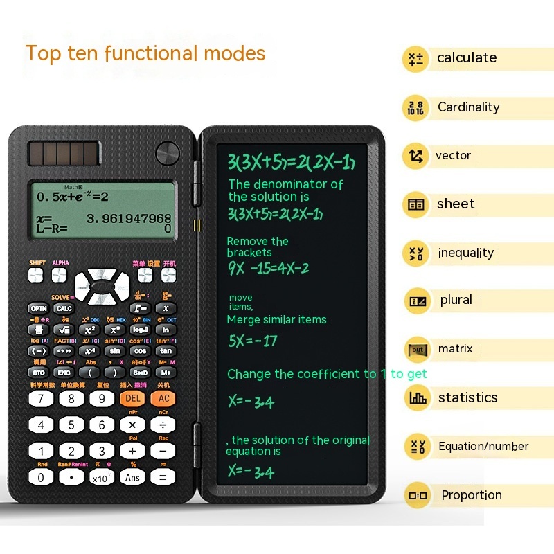 2 In 1 Foldable Scientific Calculators Handwriting Tablet Learning Function Calculator Foldable Desk Scientific Calculators - Image 10