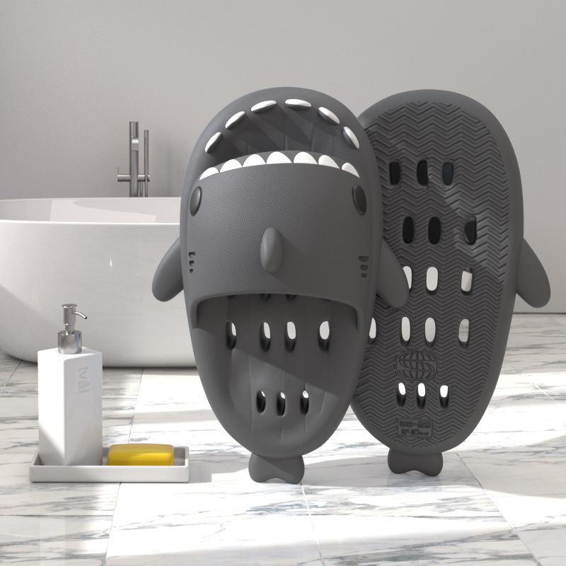 Shark Slippers With Drain Holes Shower Shoes For Women Quick Drying Eva Pool Shark Slides Beach Sandals With Drain Holes - Image 7