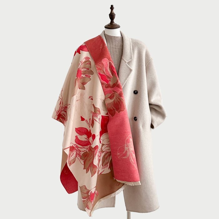 Retro Cashmere-feel Shawl - High-end Soft Warm Wrap for Women Autumn Winter Scarf - Image 4
