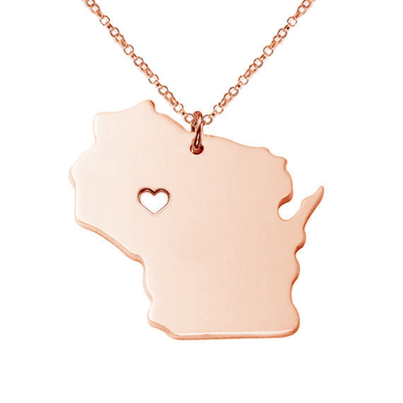 USA Wisconsin State Map Stainless Steel Necklace - Image 3