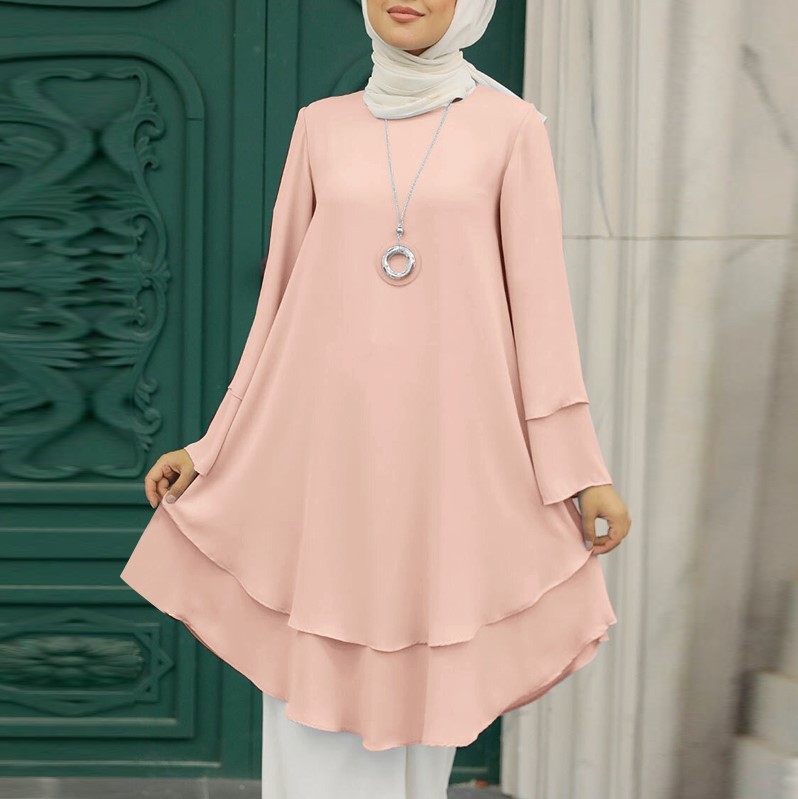 Womens Holiday Party Solid-Color Shirt Long Dress Top - Image 3