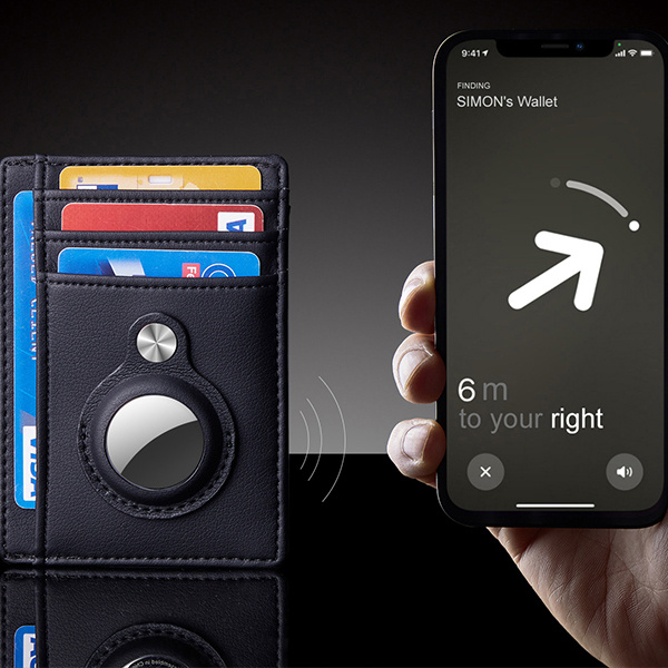 AirTag Wallet Anti Theft Bullet Card Bag Multi-functional Rfid Card Holder Men’s Leather Slim Wallets For Airtag Air Tag